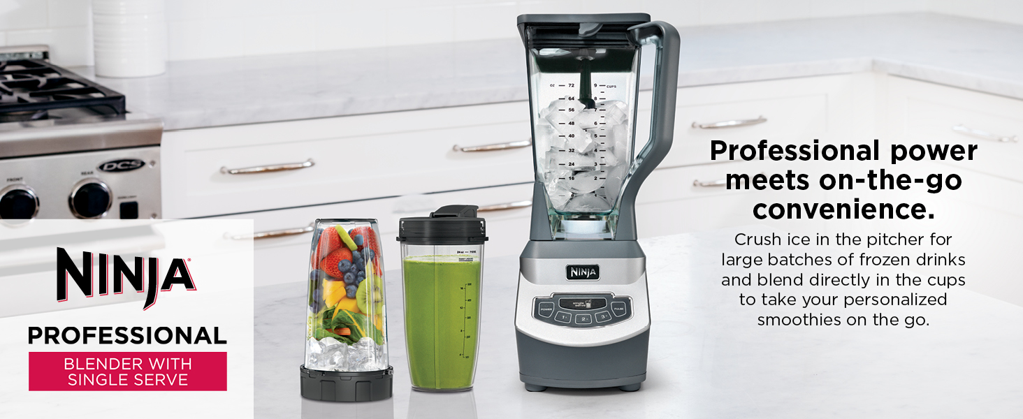 Ninja Blender Professional power convenience. Crush ice in the pitcher for large frozen drinks